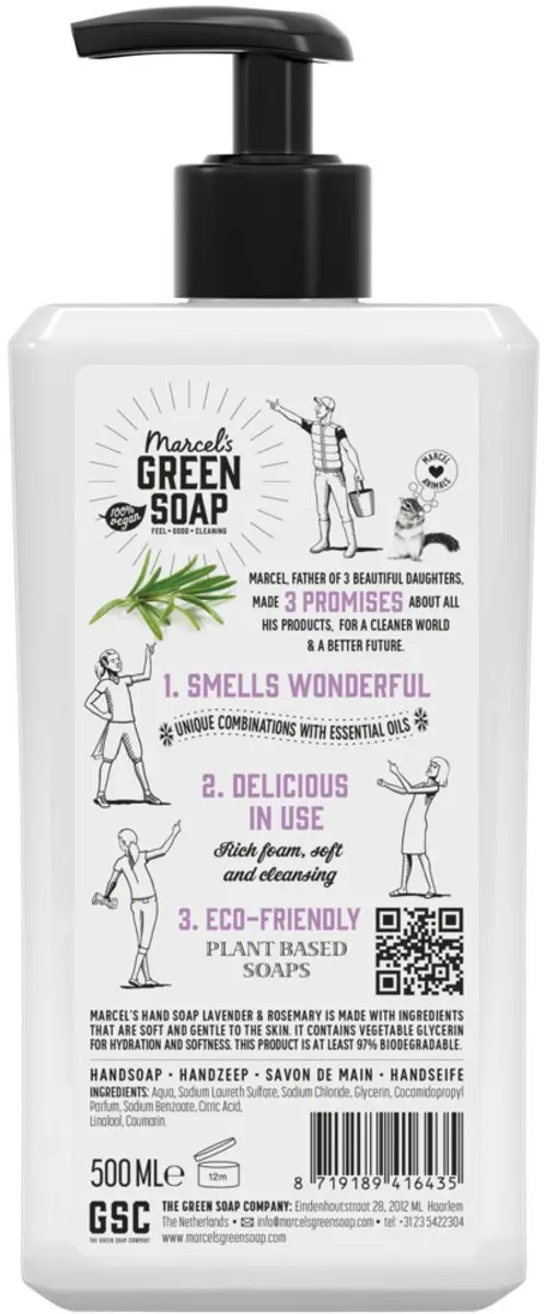 Marcel's Green Soap Handzeep Lavender & Rozemarijn 500ml - 4 Stuks