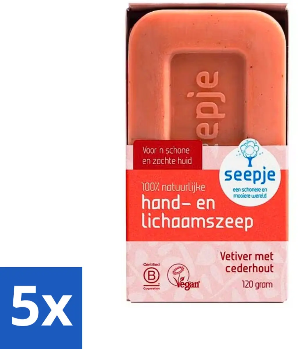 Seepje Vetiver met Cederhout Handzeep 120g - 5 Stuks