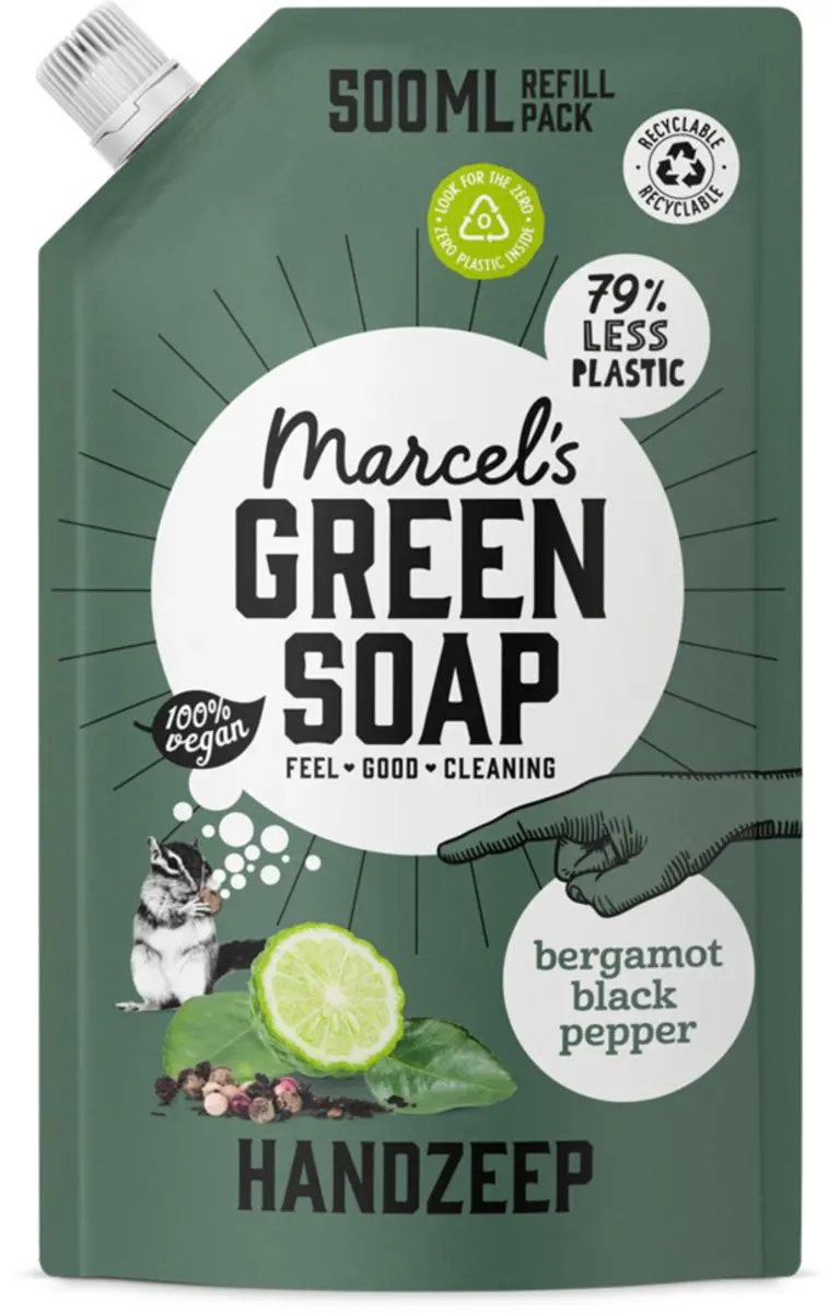 Marcel's Green Soap Handzeep Bergamot & Zwarte Peper 500ml - 20 Stuks