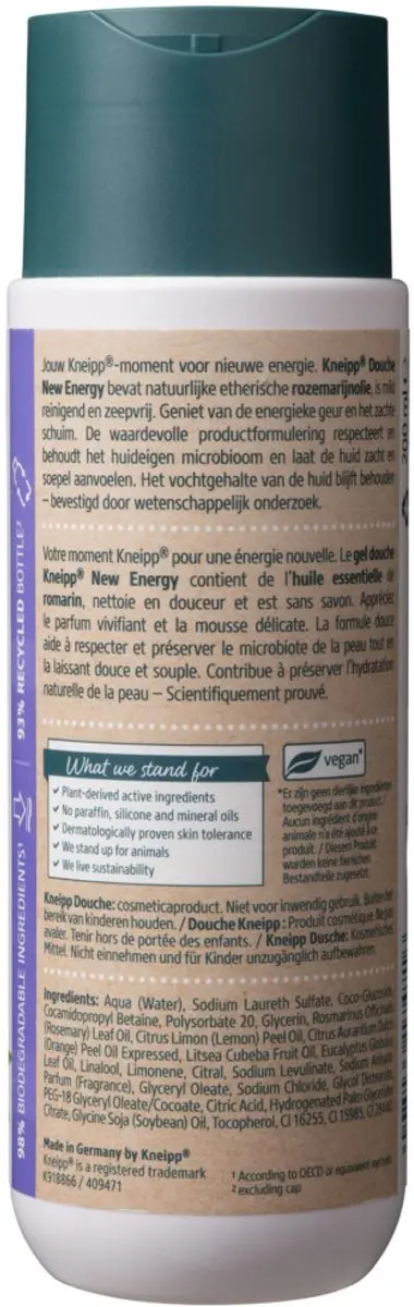 Kneipp Douche New Energy 200ml - 3 Stuks