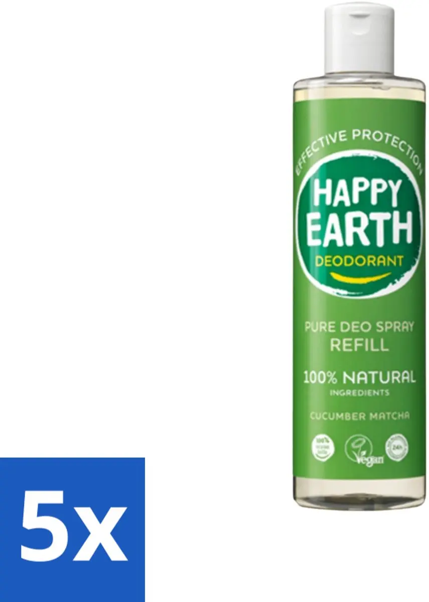 Happy Earth Deodorant Spray Navulling Cucumber Matcha 1500ml