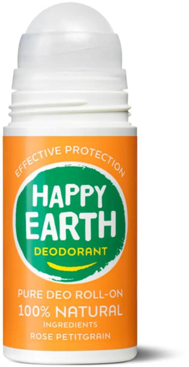 Happy Earth Deodorant Roll-On Rose Petitgrain 75ml - 12 Stuks
