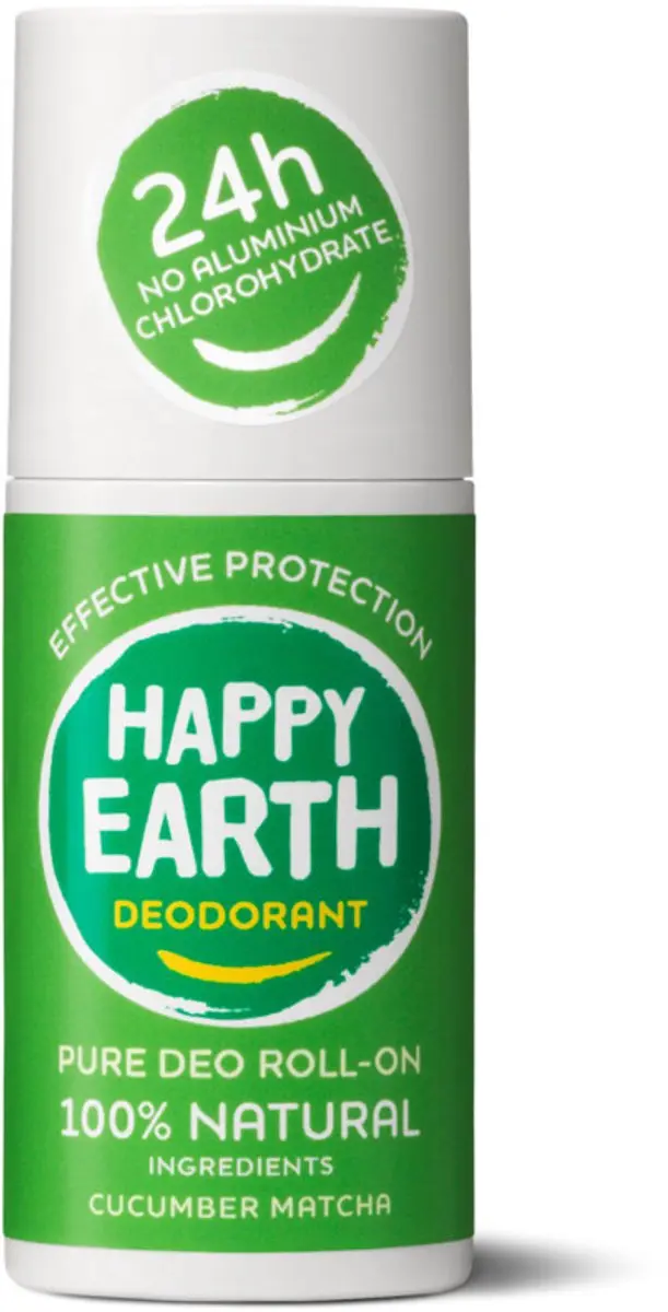 Happy Earth Cucumber Matcha Deodorant Roll-On 75ml - 12 Stuks