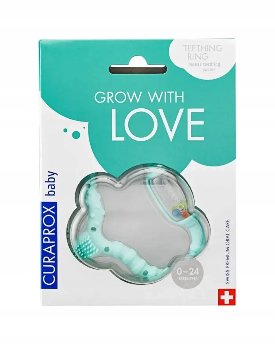 Curaprox Baby Bijtring met Rammelaar Groen