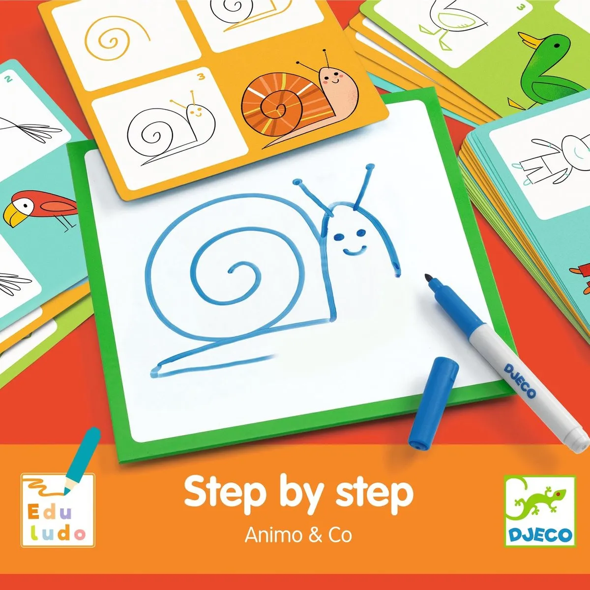 Djeco Stap per stap tekenen Dieren - 15 Stuks - Multicolor - afbeelding 6 van 6