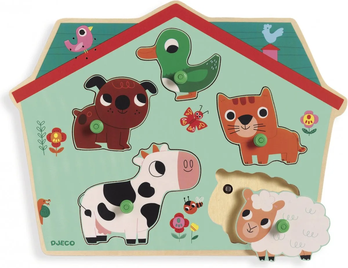 Djeco Geluidenpuzzel De Boerderij 5 Stuks - Multicolor