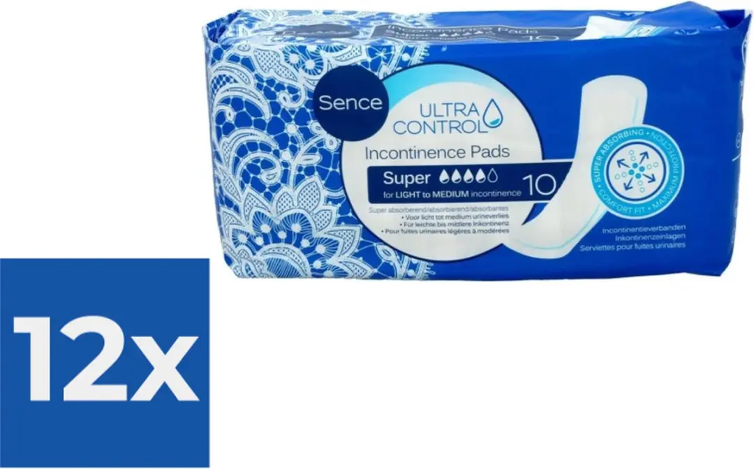 Sence Maandverband Super Plus - 120 Stuks (10x12) - Blauw/Wit - afbeelding 6 van 6
