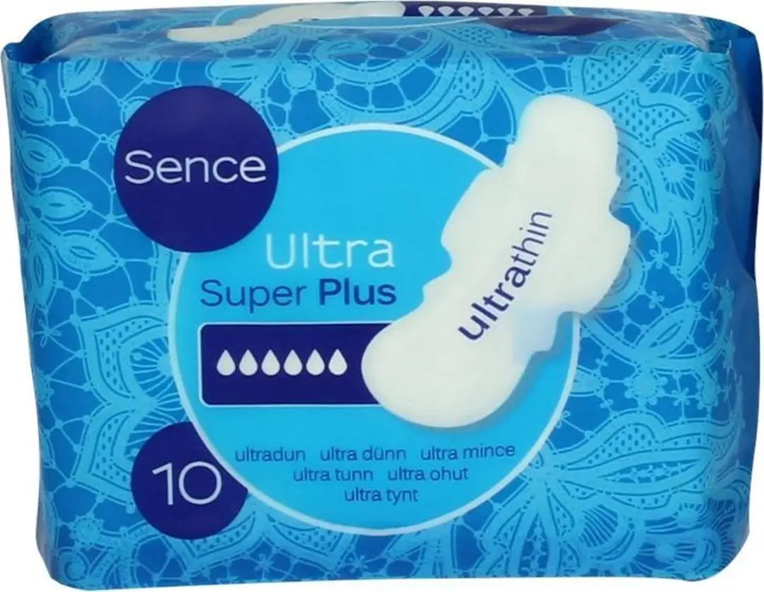 Sence Maandverband Super Plus - 120 Stuks (10x12) - Blauw/Wit