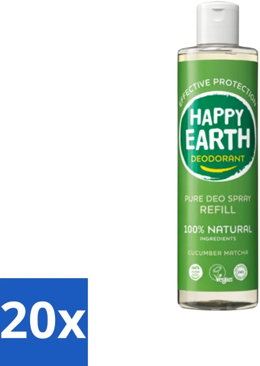 Happy Earth Deodorant Spray Navulling Cucumber Matcha 300ml