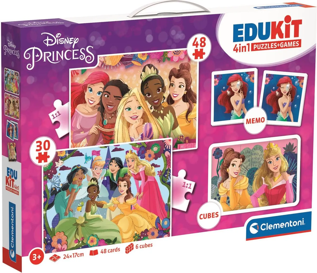 Clementoni Disney Princess Edukit 4-in-1 - Puzzel, Memory & Blokken - 18297