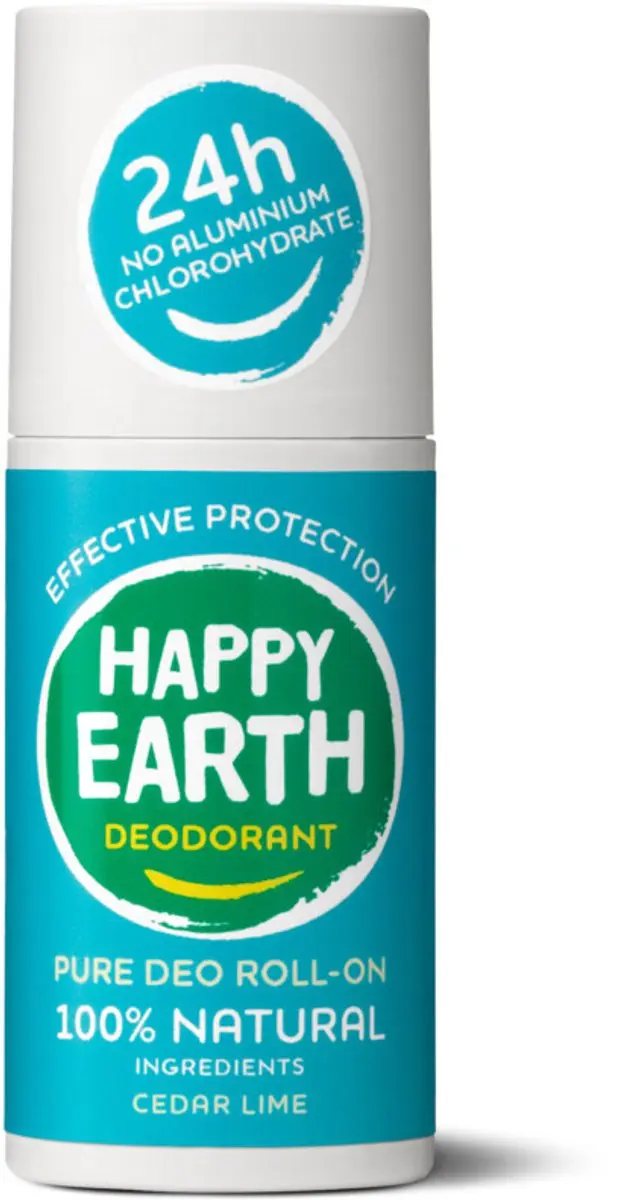 Happy Earth Deodorant Roll-On Cedar Lime 75ml - 10 Stuks