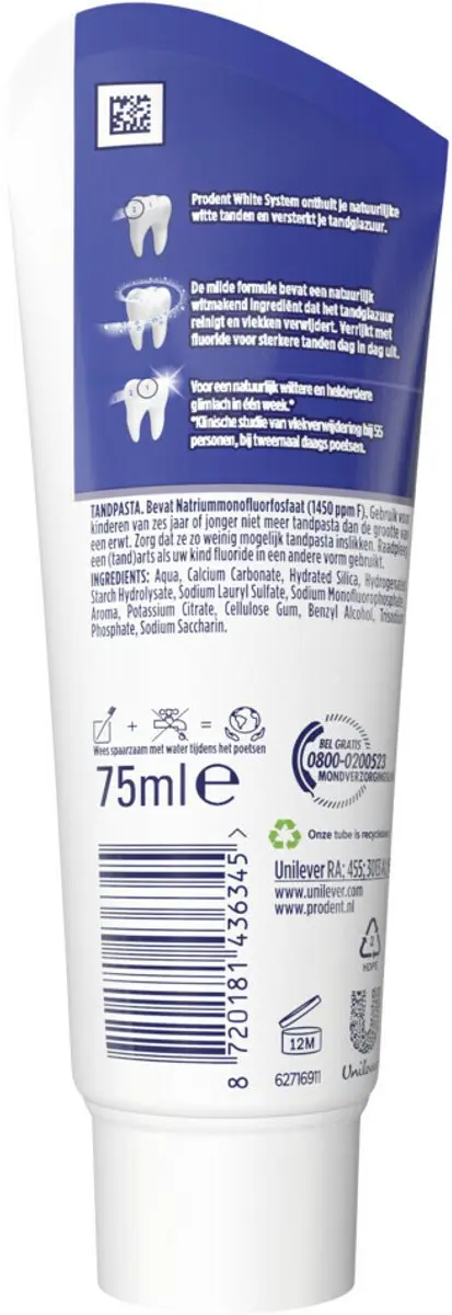 Prodent White System Tandpasta 75ml - 20 Stuks