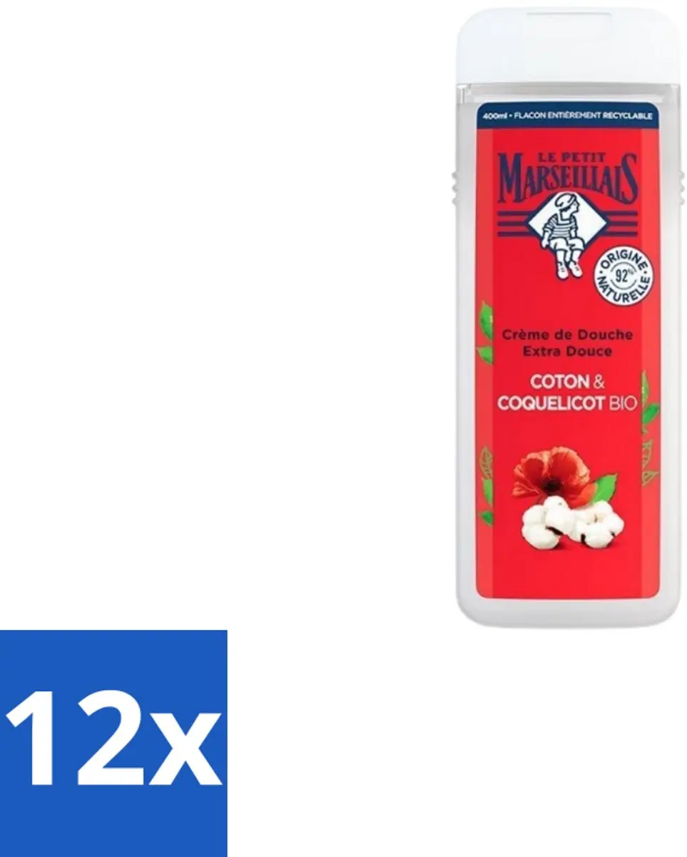 Le Petit Marseillais Douchegel Bio Katoenmelk & Papaver 400ml