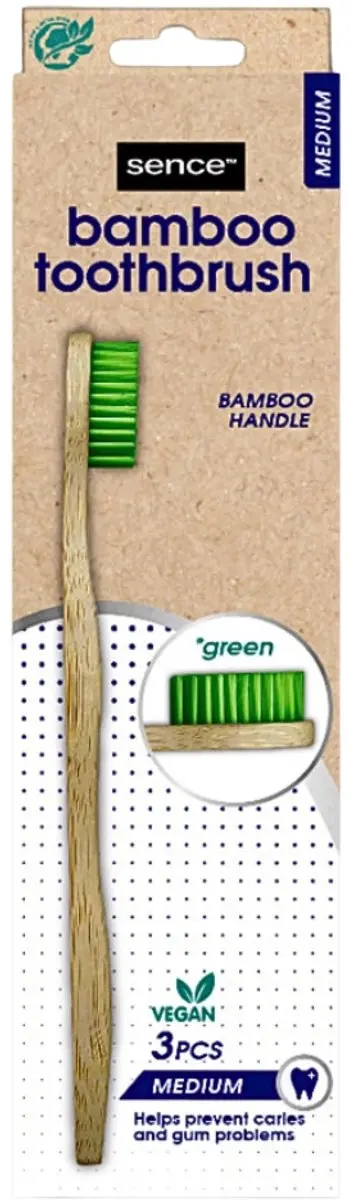 Sence Bamboo Tandenborstels Medium - 3 Stuks Groen