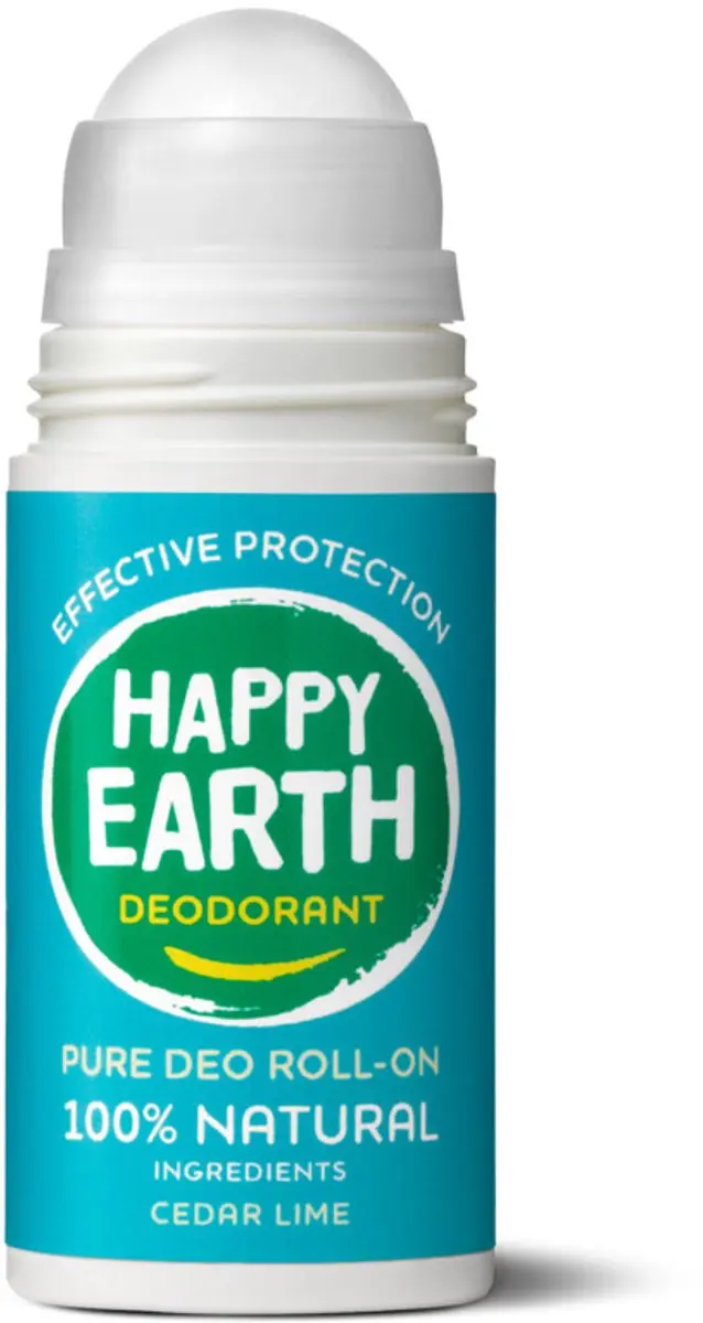 Happy Earth Deodorant Roll-On Cedar Lime 75ml - 15 Stuks