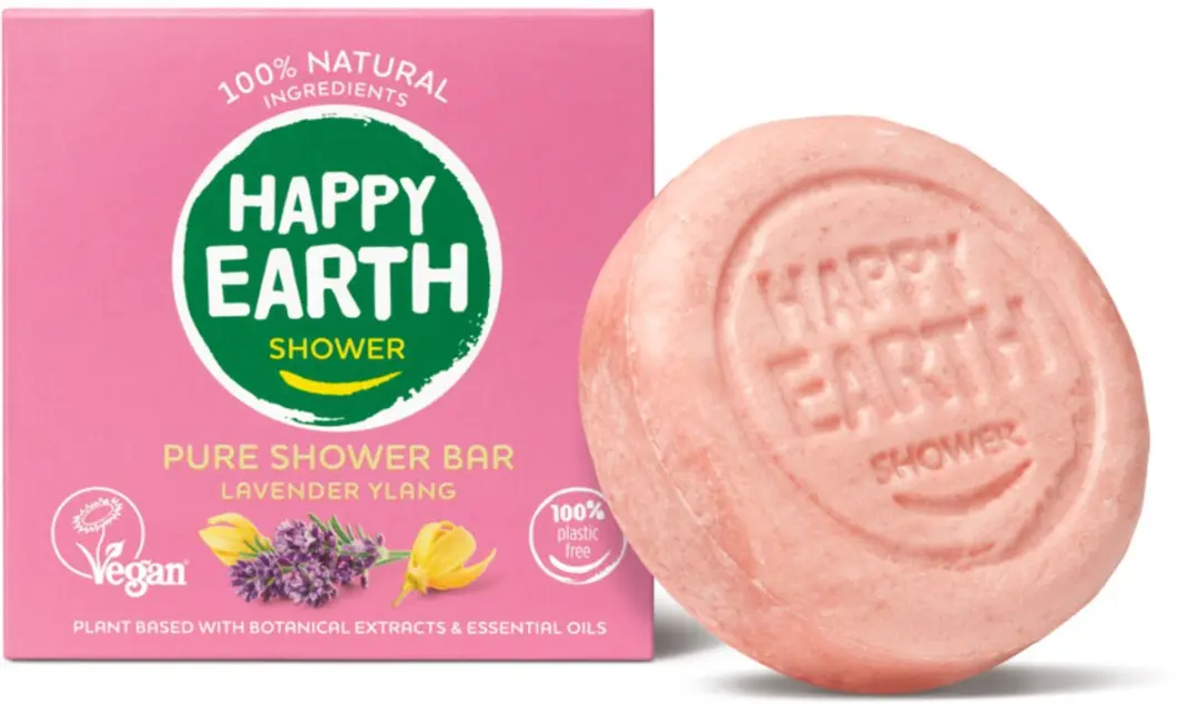 Happy Earth Shower Bar Lavender Ylang 90g - 24 Stuks