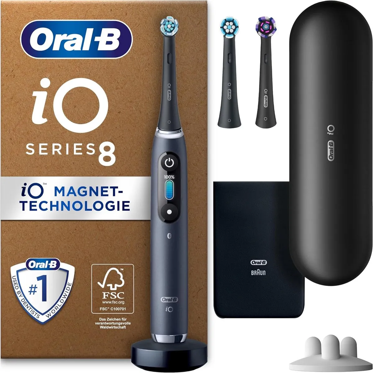 Oral-B iO 8 Plus Edition Elektrische Tandenborstel - 3 Opzetborstels - Zwart
