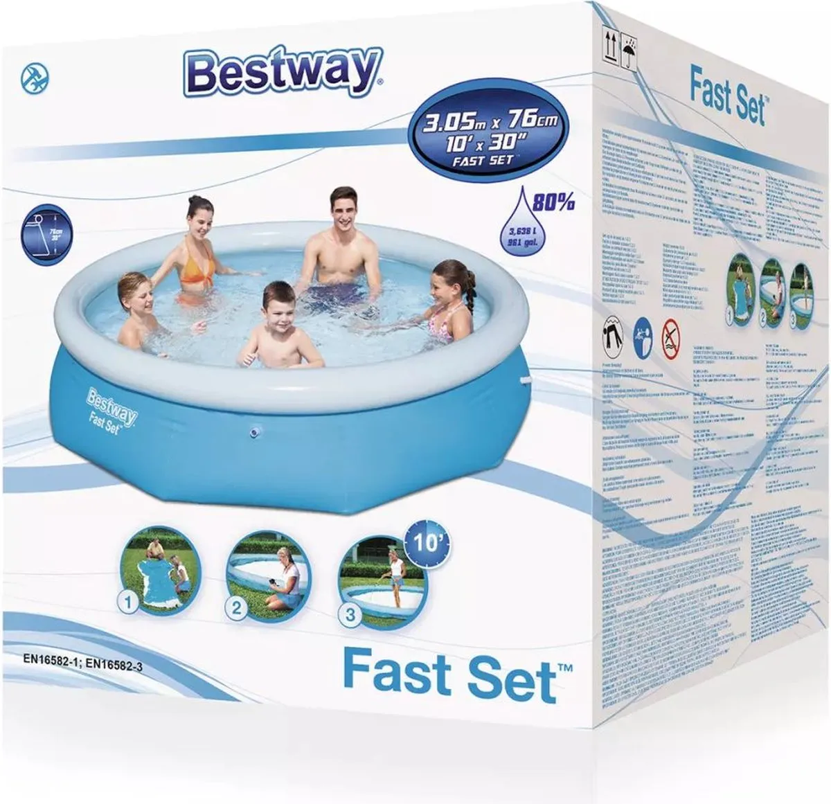 Bestway Fast Set Pool 305cm x 76cm - Blauw - afbeelding 6 van 6