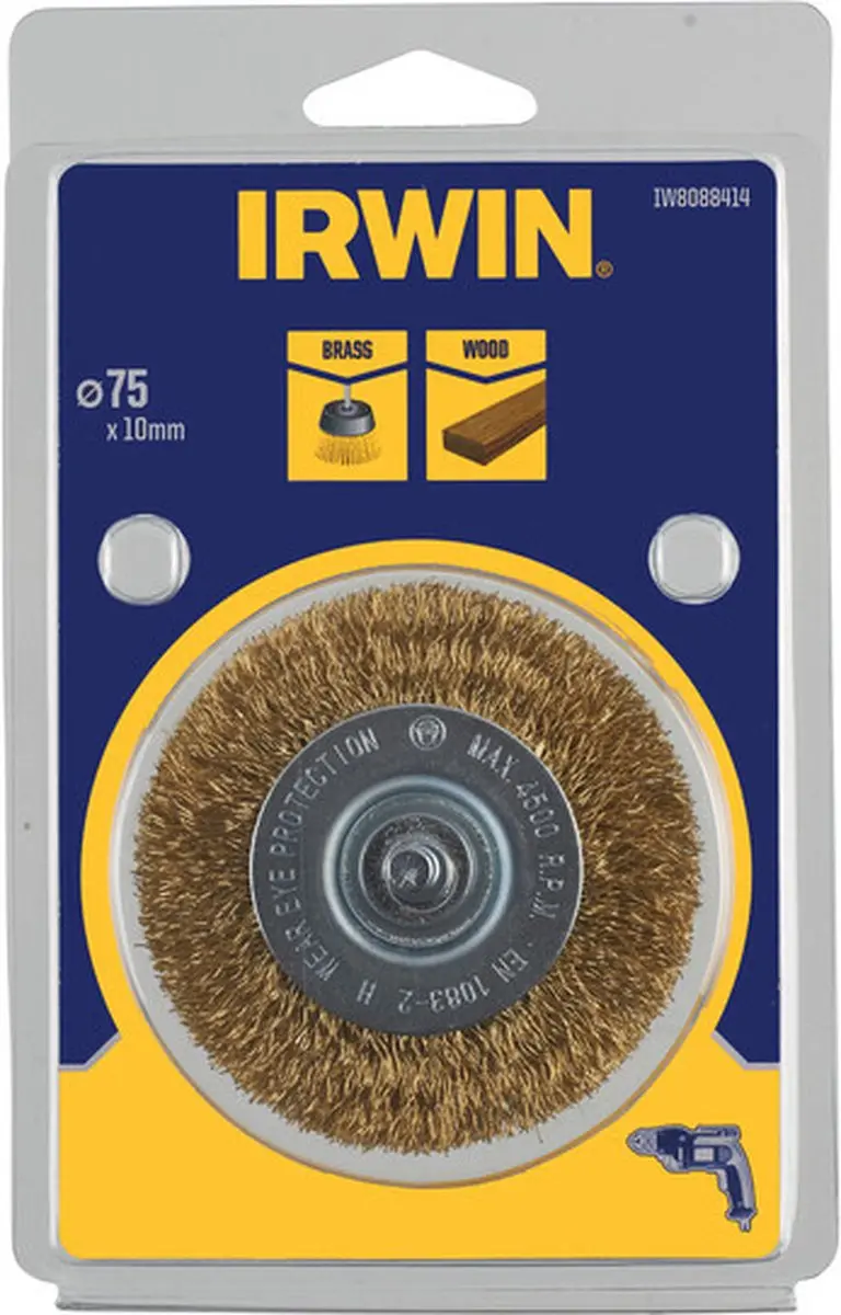 Irwin Staaldraadborstel messing 75mm - 10mm