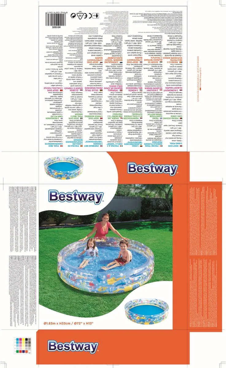 Bestway Deep Dive 3-Ring Kinderzwembad 183cm - Multicolor