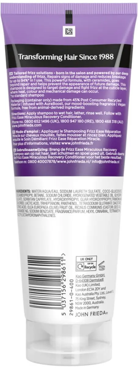 John Frieda Frizz Ease Shampoo 3x250ml