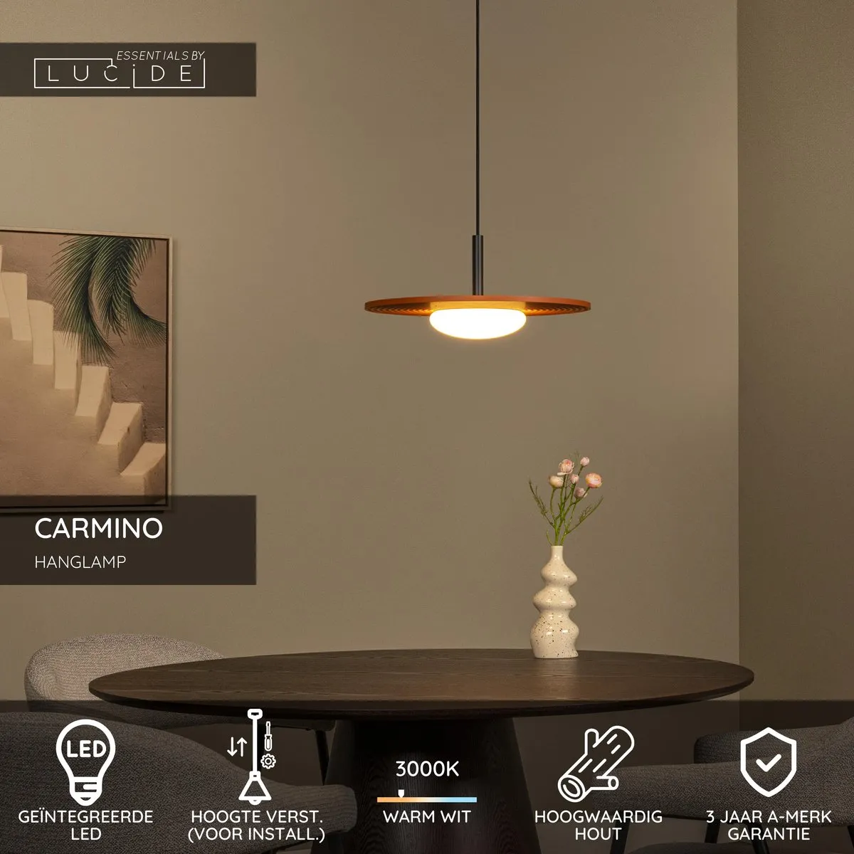 Lucide Carmino Hanglamp Ø38,7cm - 8W 2850K Terracotta
