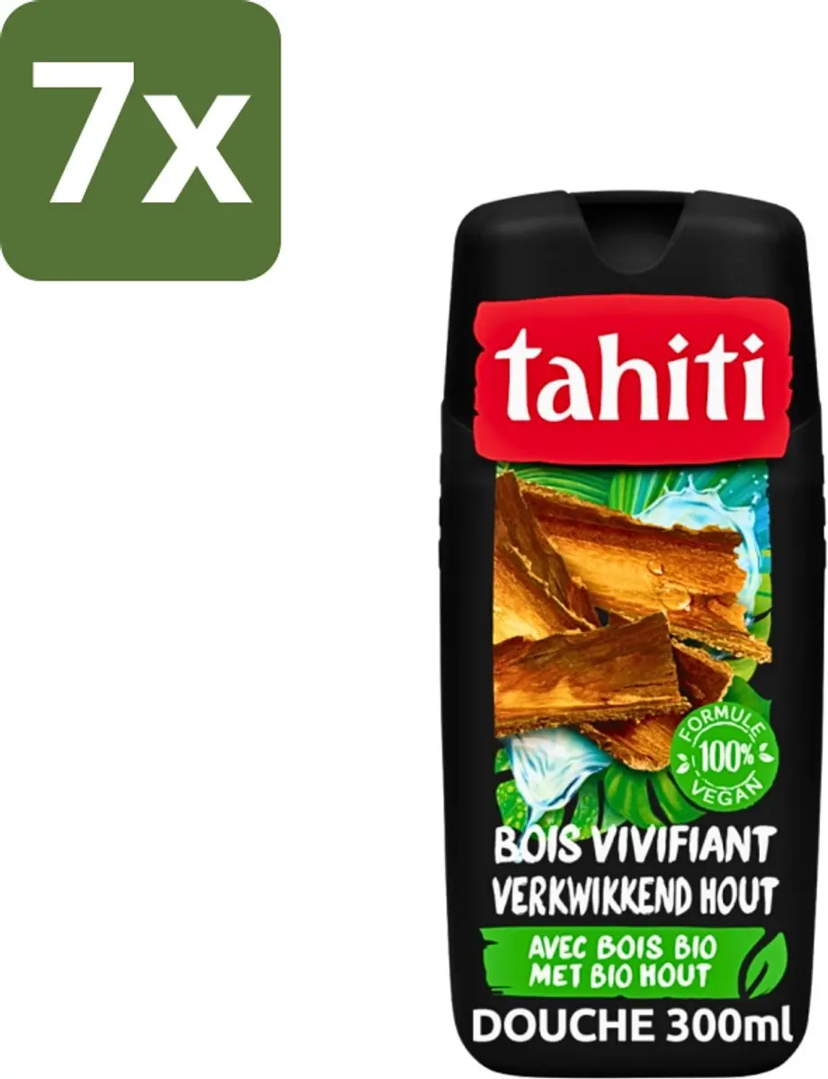 Tahiti Douchegel Verkwikkend Bio Hout 300ml - 7 Stuks