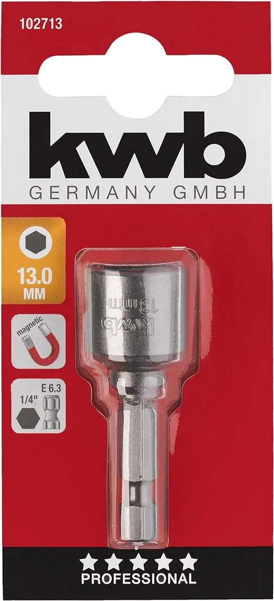 KWB Magnetische Bitdop 13mm TQ 60 Staal - 1/4" EQ