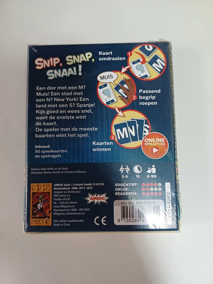 999 Games Snip Snap Snaai Kaartspel 999-01111 - 2-6 Spelers