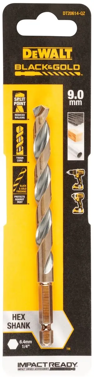 DeWalt DT20614 Metaalboor 9mm - 126,75mm - Black&Gold