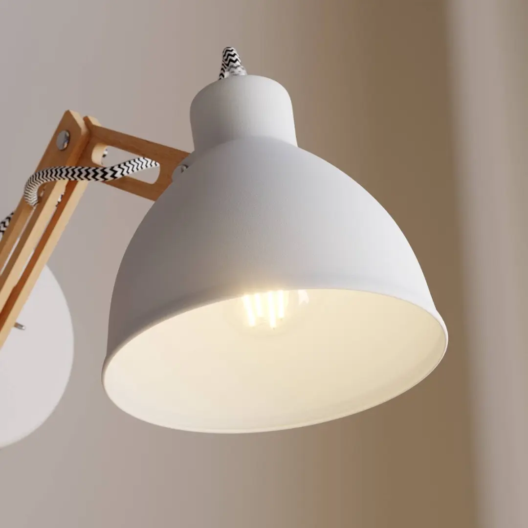 Euluna Wandlamp Hout 1 Licht - E27 - Wit/Licht Hout