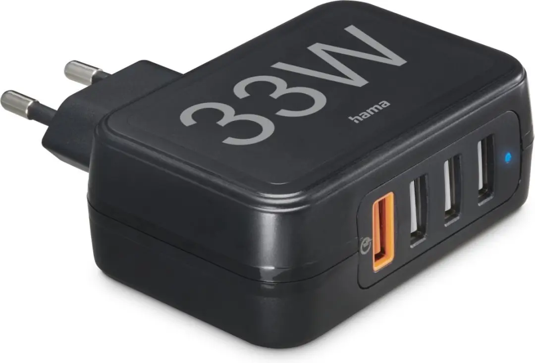 Hama 33W 4-voudig Oplaadstation - QC3.0 & 3x USB-A - Zwart