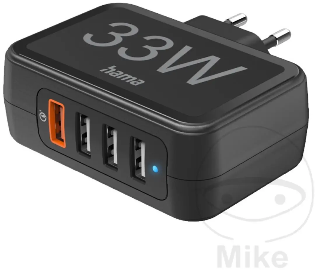 Hama 33W 4-voudig Oplaadstation - QC3.0 & 3x USB-A - Zwart