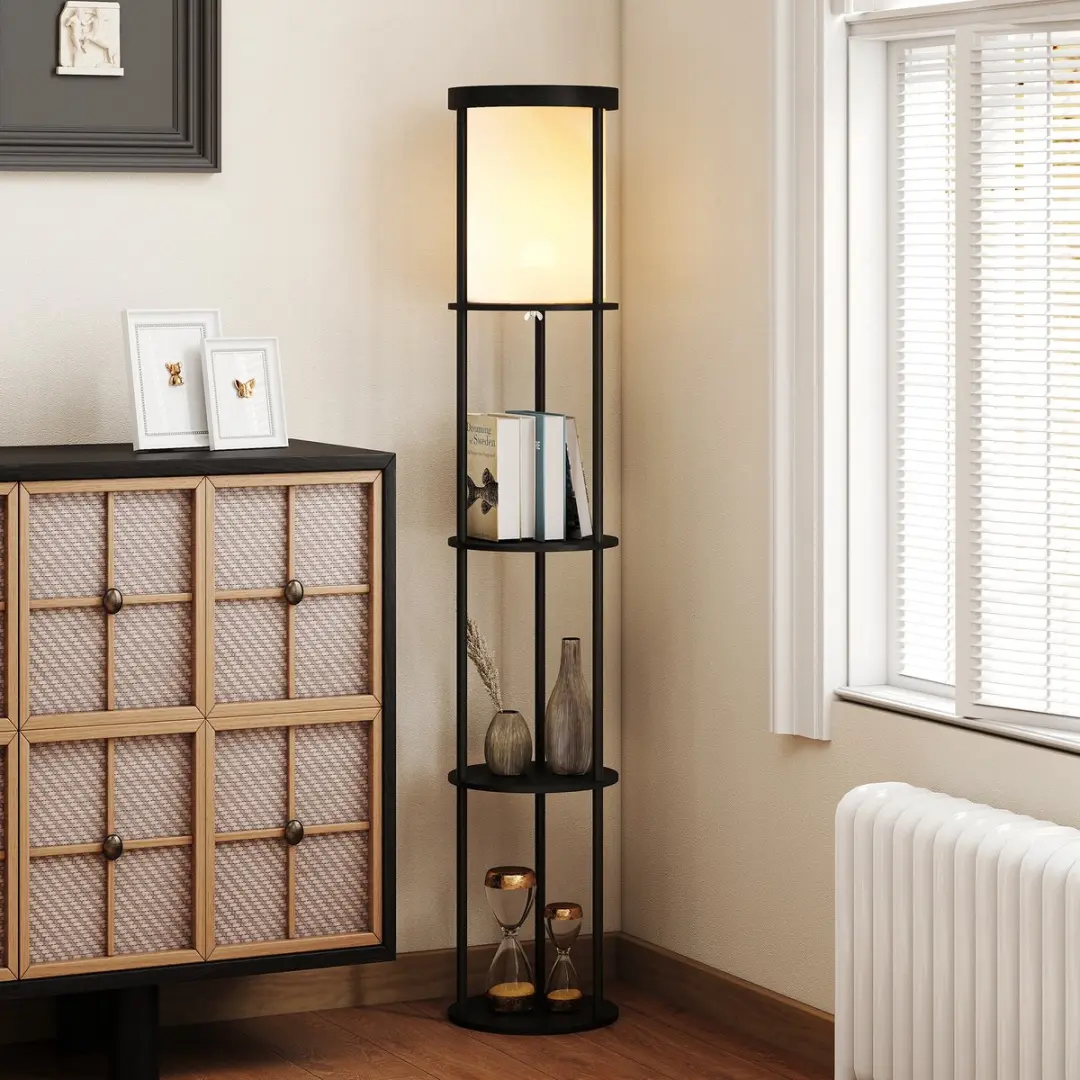 Homcom Staande Lamp Ø29x158cm - Zwart/Wit