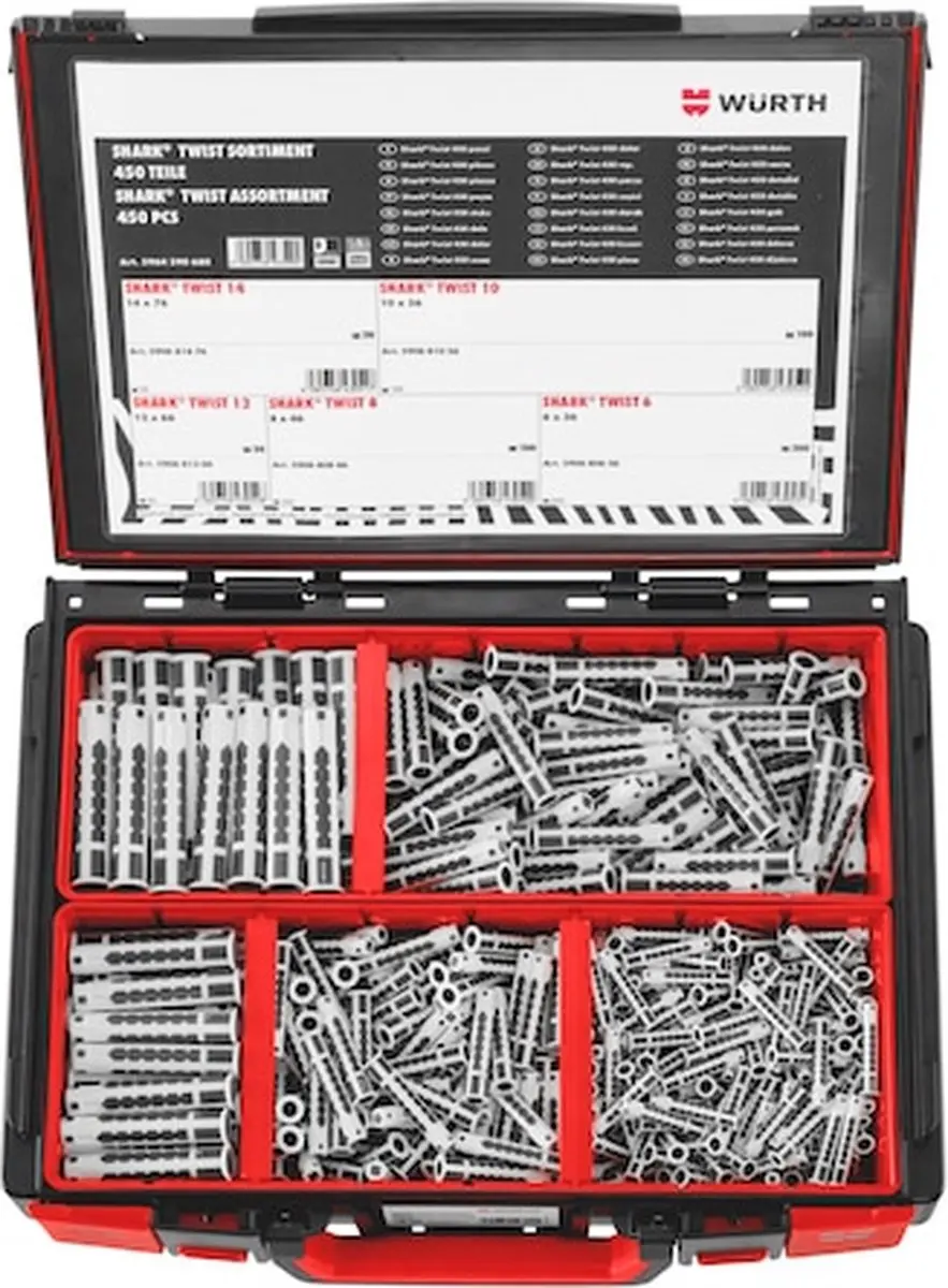 Würth Nylonplug Assortiment 450-delig
