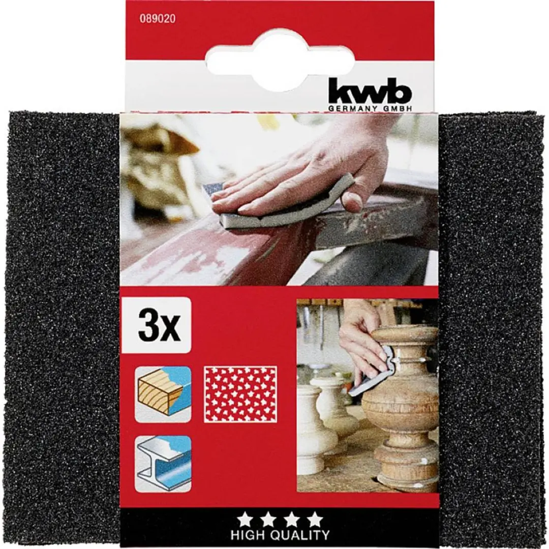 KWB Schuurspons 125x100x10mm - Middel - 3 Stuks