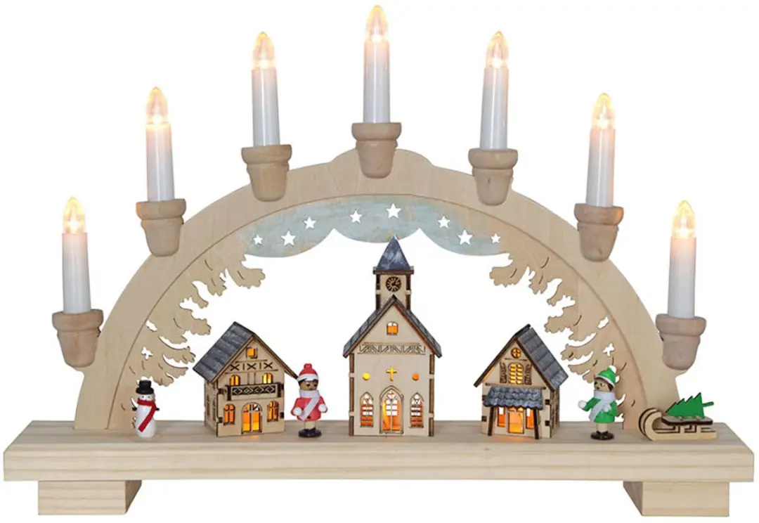 Star Trading LED Kaarsenboog Dassel Houten Kerstfiguren 7-vlams