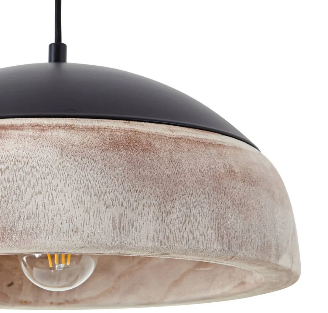 Lucande Hanglamp 1 Licht - Ø35cm - E27 - Zwart/Licht Hout