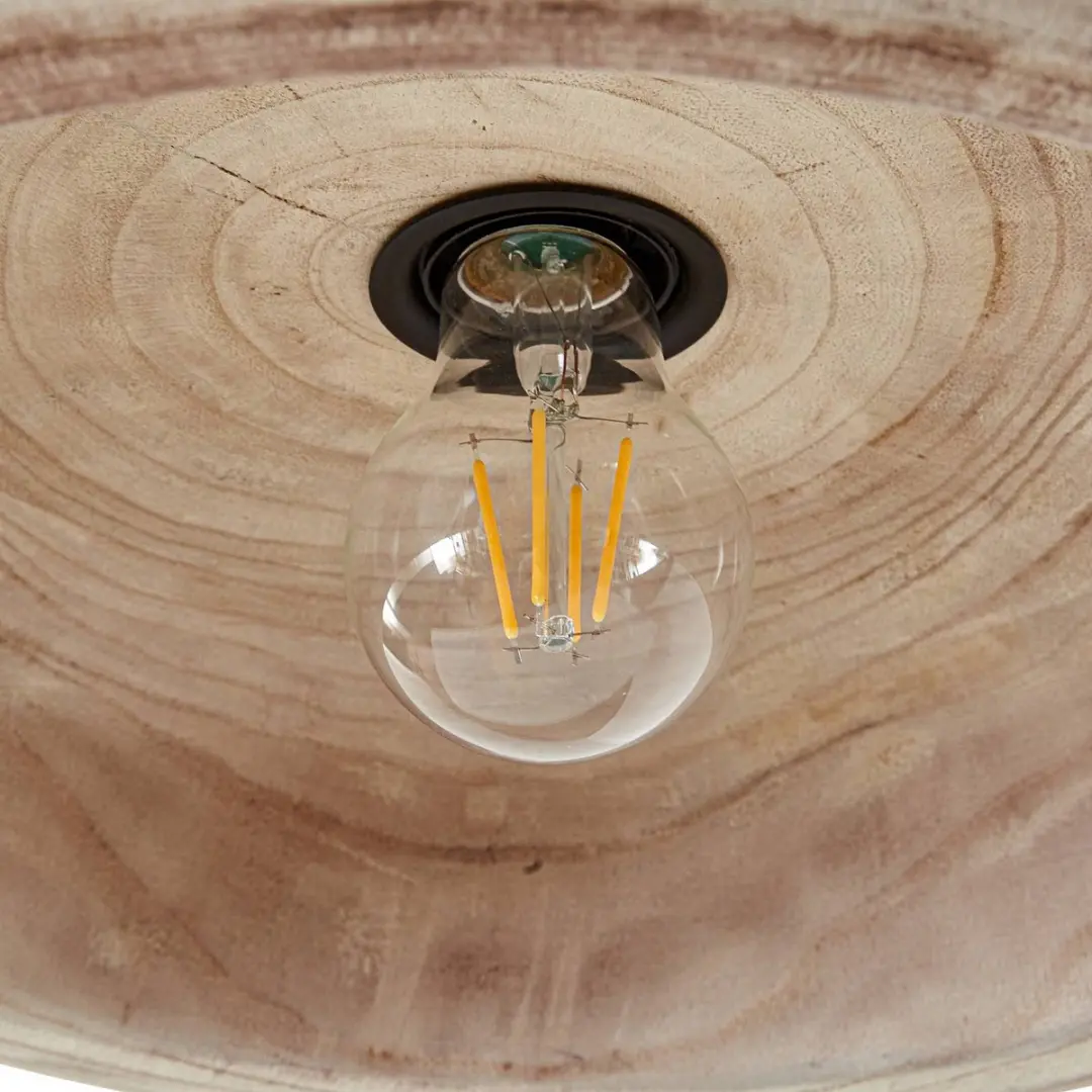 Lucande Hanglamp 1 Licht - Ø35cm - E27 - Zwart/Licht Hout