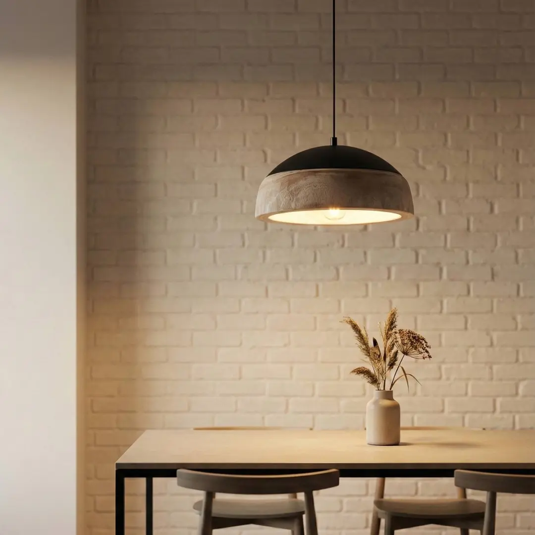 Lucande Hanglamp 1 Licht - Ø35cm - E27 - Zwart/Licht Hout