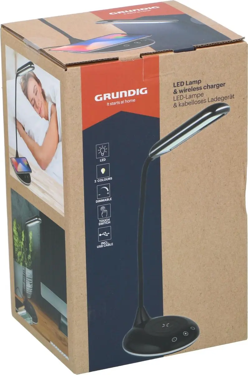 Grundig LED Tafellamp met Draadloos Opladen - 800 Lumen - Zwart