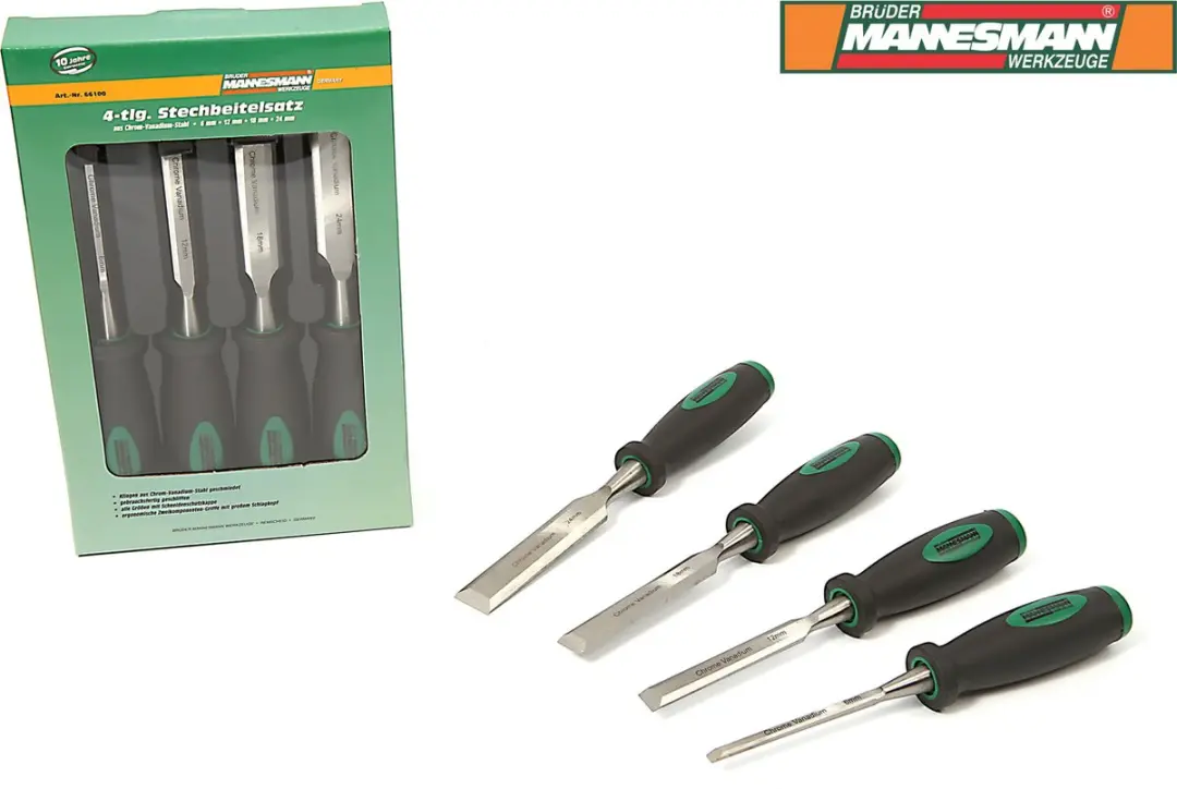 Brüder Mannesmann 4-delige Houtsteekbeitelset 6-12-18-24mm
