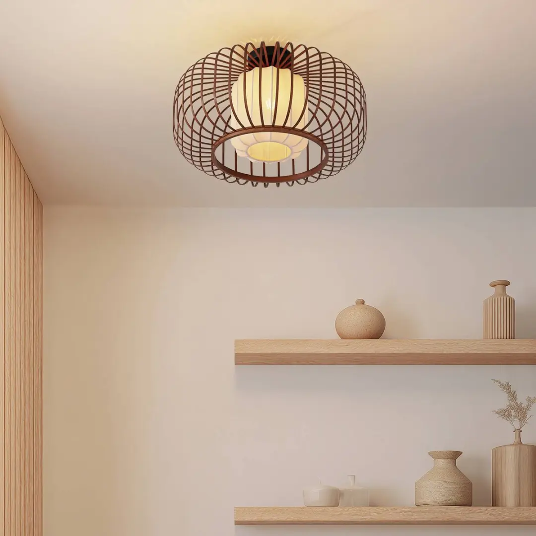Lindby Plafondlamp Bamboe 1 Licht - Ø50cm