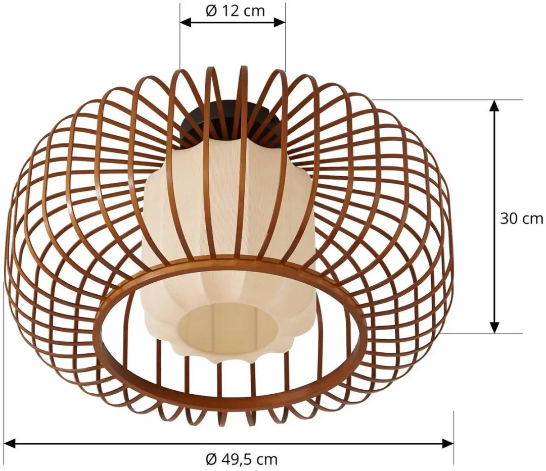 Lindby Plafondlamp Bamboe 1 Licht - Ø50cm