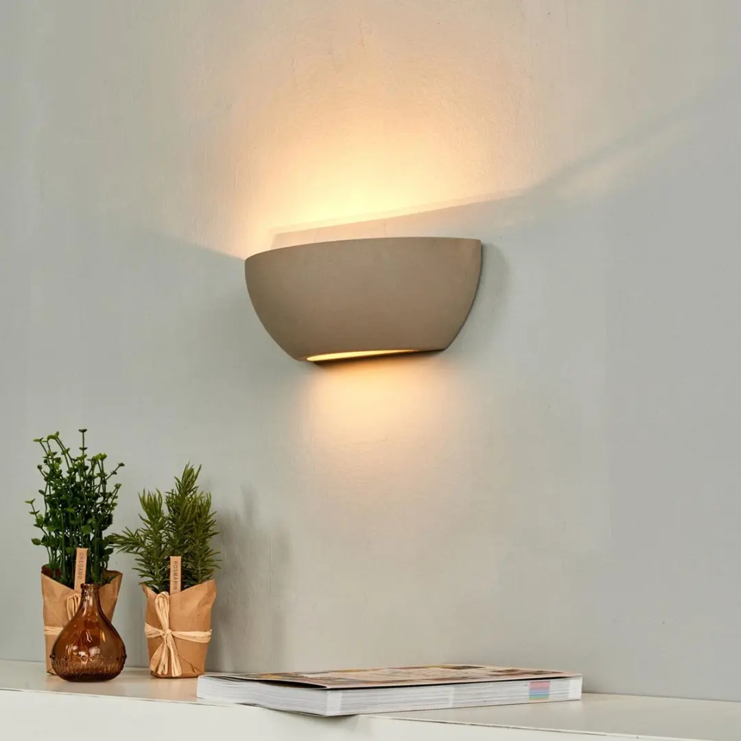 Lindby Wandlamp Beton Metaal 1 Licht E14 - 40W - Grijs