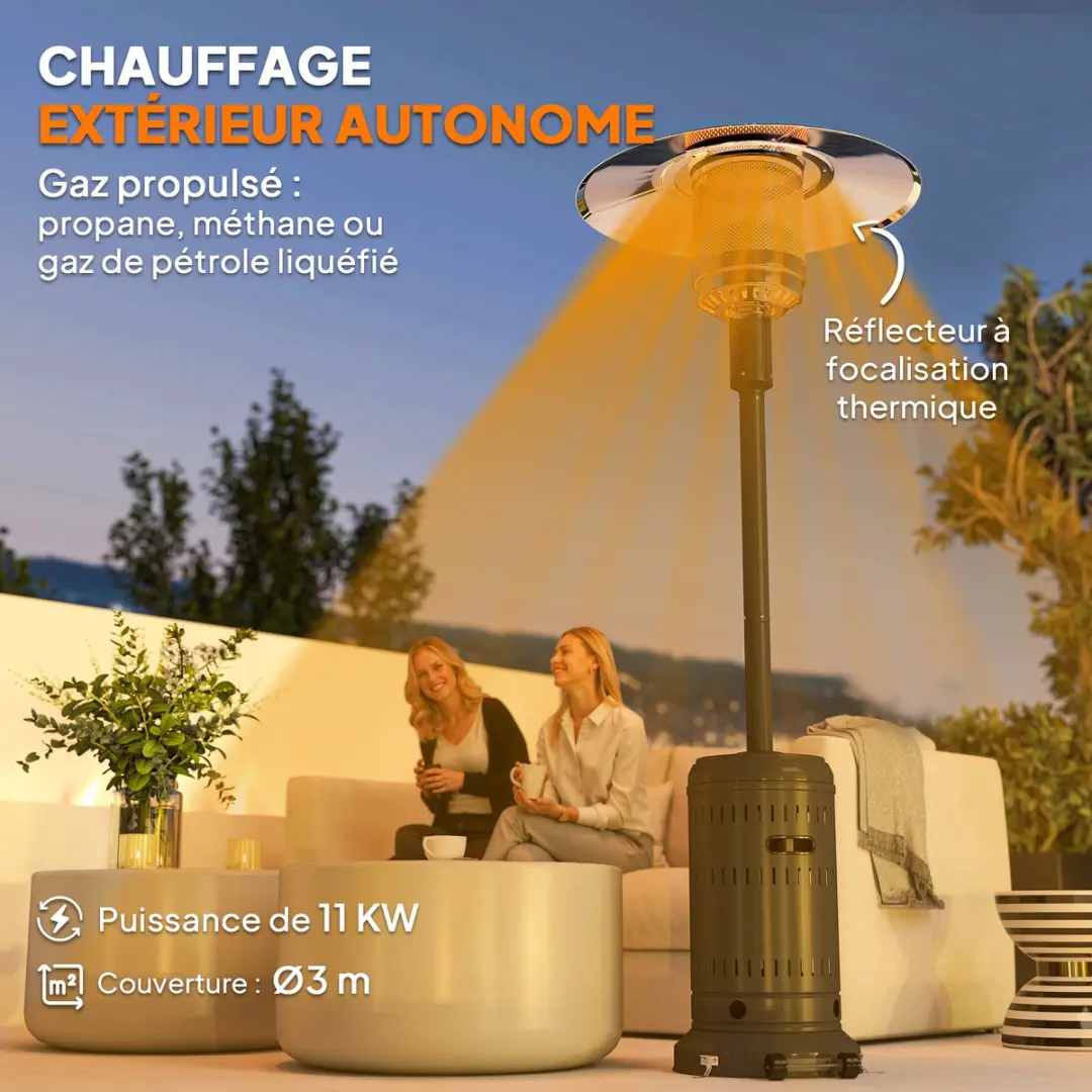 Outsunny Terrasverwarmer 11W - 82x82x223cm Zwart