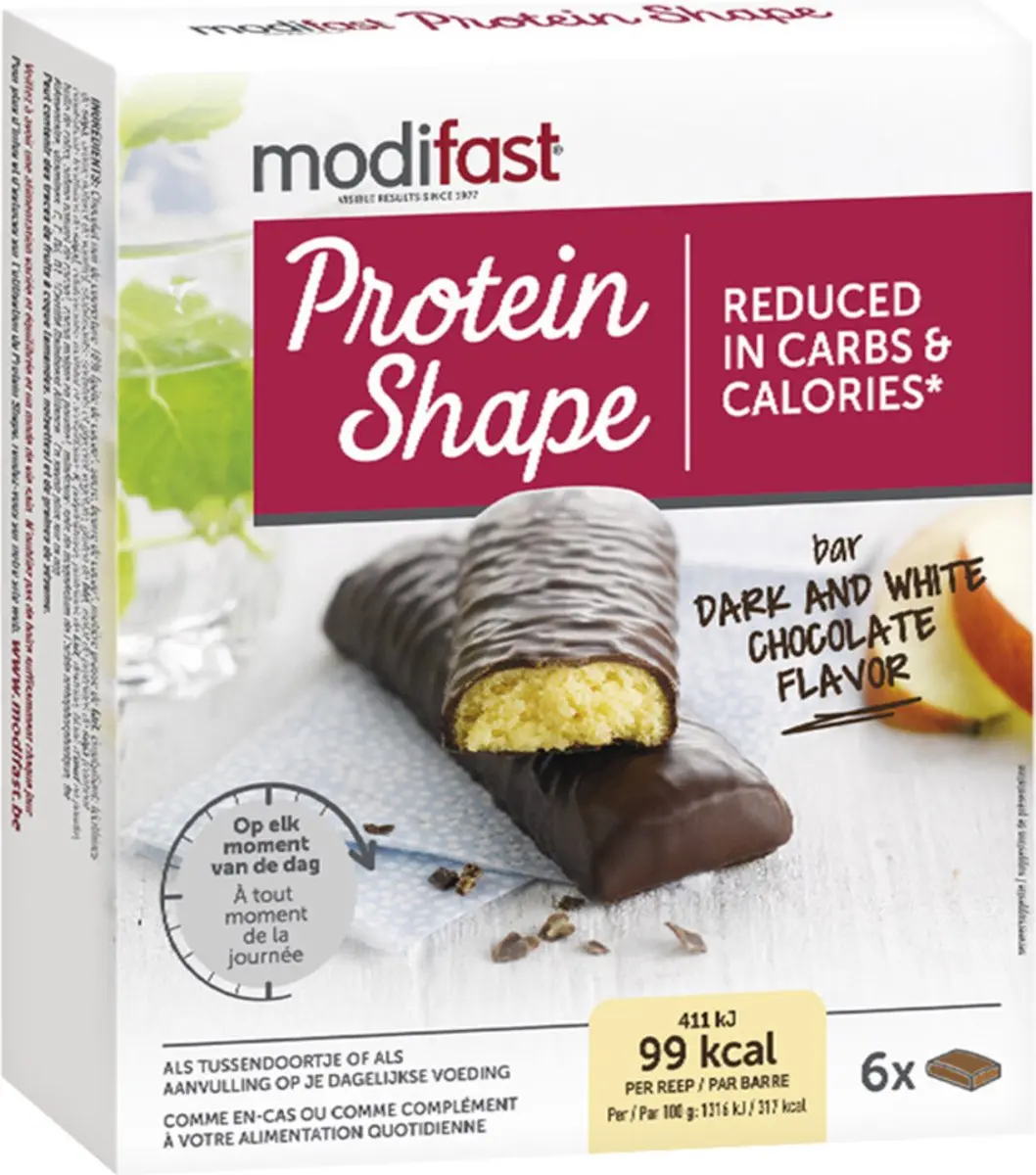 Modifast Protein Shape Reep Pure & Witte Chocolade - 186g (3x6x31g)