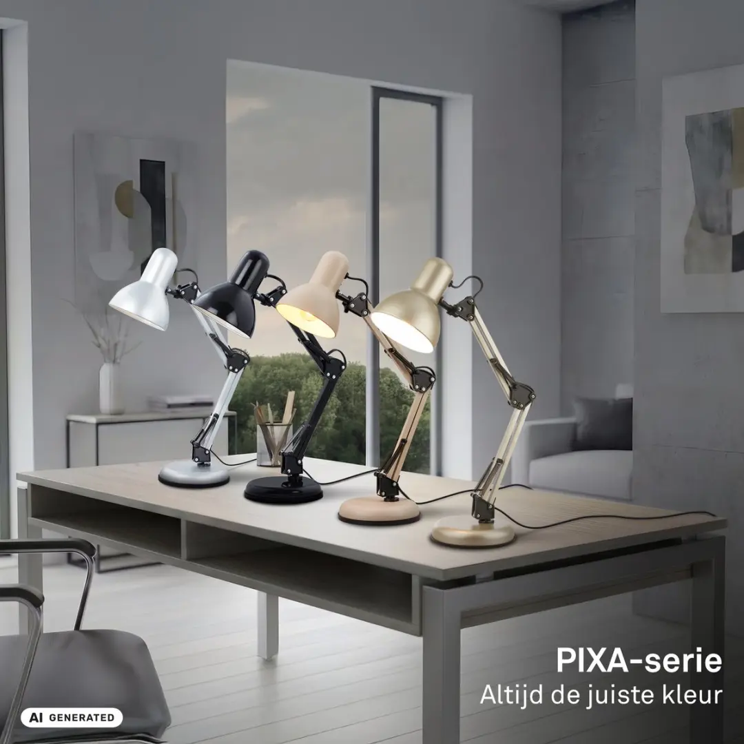Briloner Pixa Tafellamp E14 - 25W - Ø15,5x53cm - Metallic