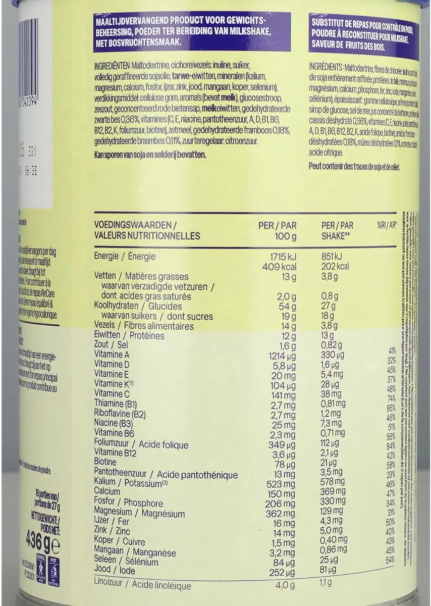 weCare Meal Replacement Shake Forest Fruit - 3x436g