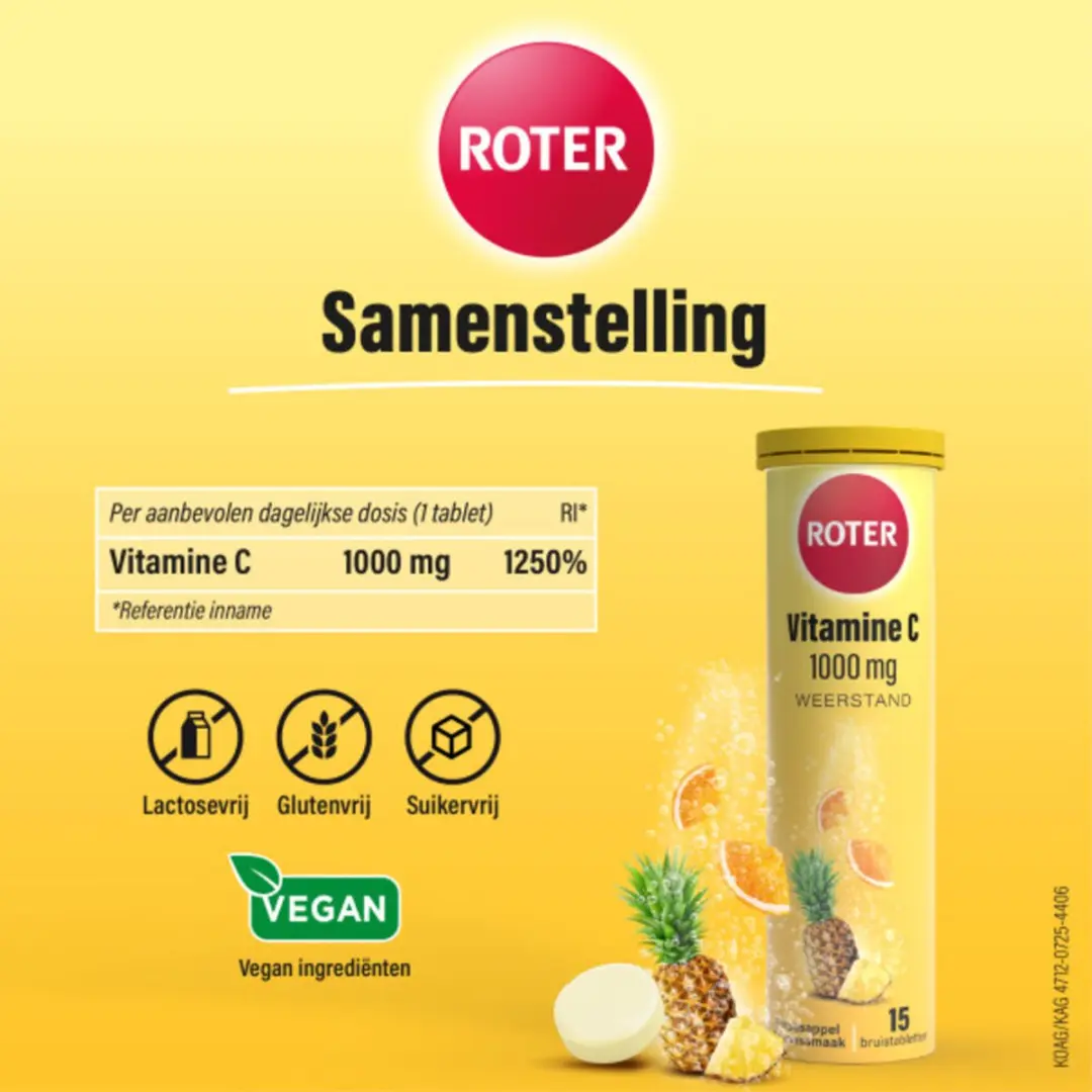 Roter Vitamine C 1000mg Bruistabletten - 30 Stuks (2x15) - Sinaasappel/Ananas